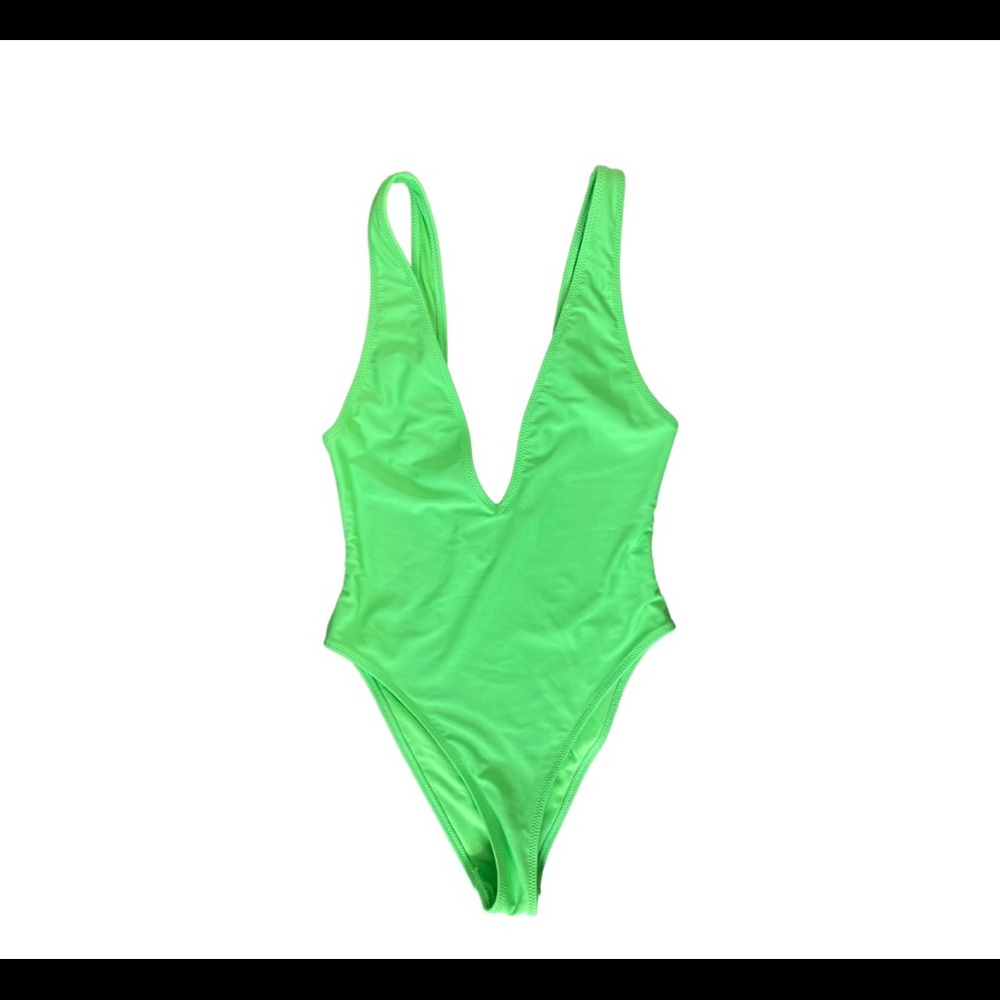 Lime green one piece bathing suit